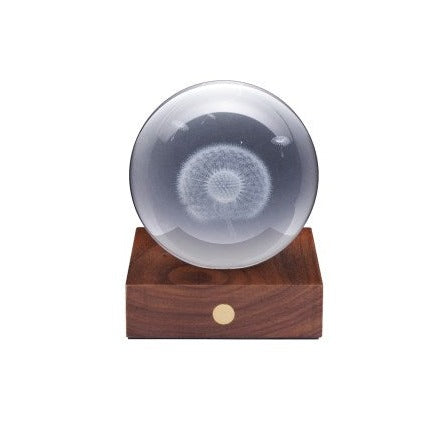 Kristallen lichtbol met paardenbloem D8 H12 cm