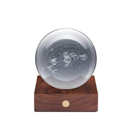 Kristallen lichtbol met zonnestelsel D8 H12 cm