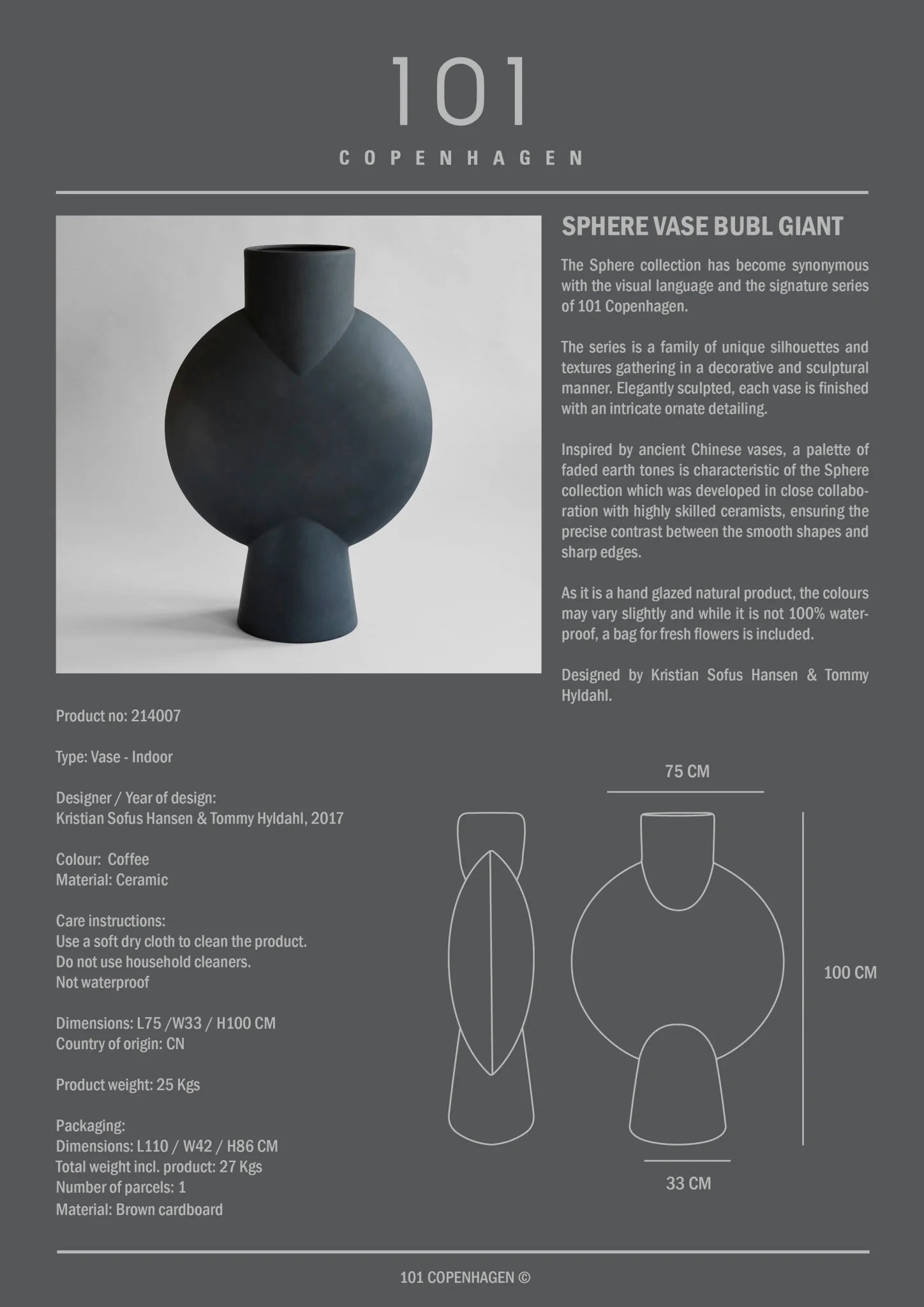 Sphere Vase Bubl, Giant (Coffee)