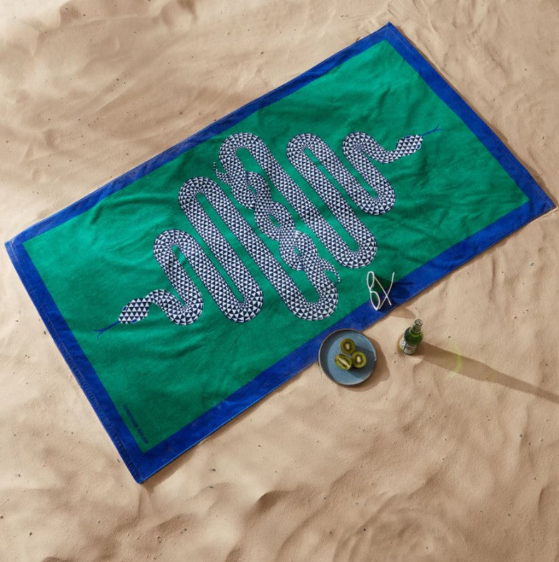 Snake Printed Beach Towel (Green)