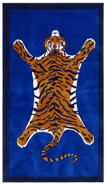 Tiger Printed Beach Towel (Blue)