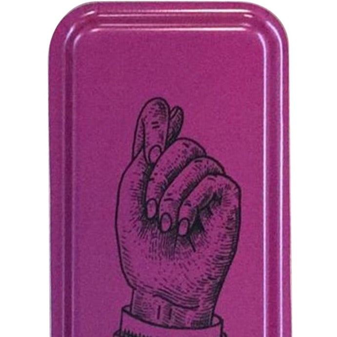 Paars dienblad met vuist