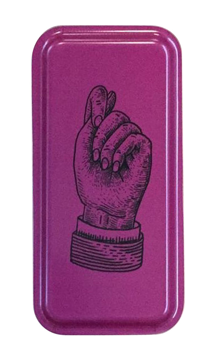 Paars dienblad met vuist