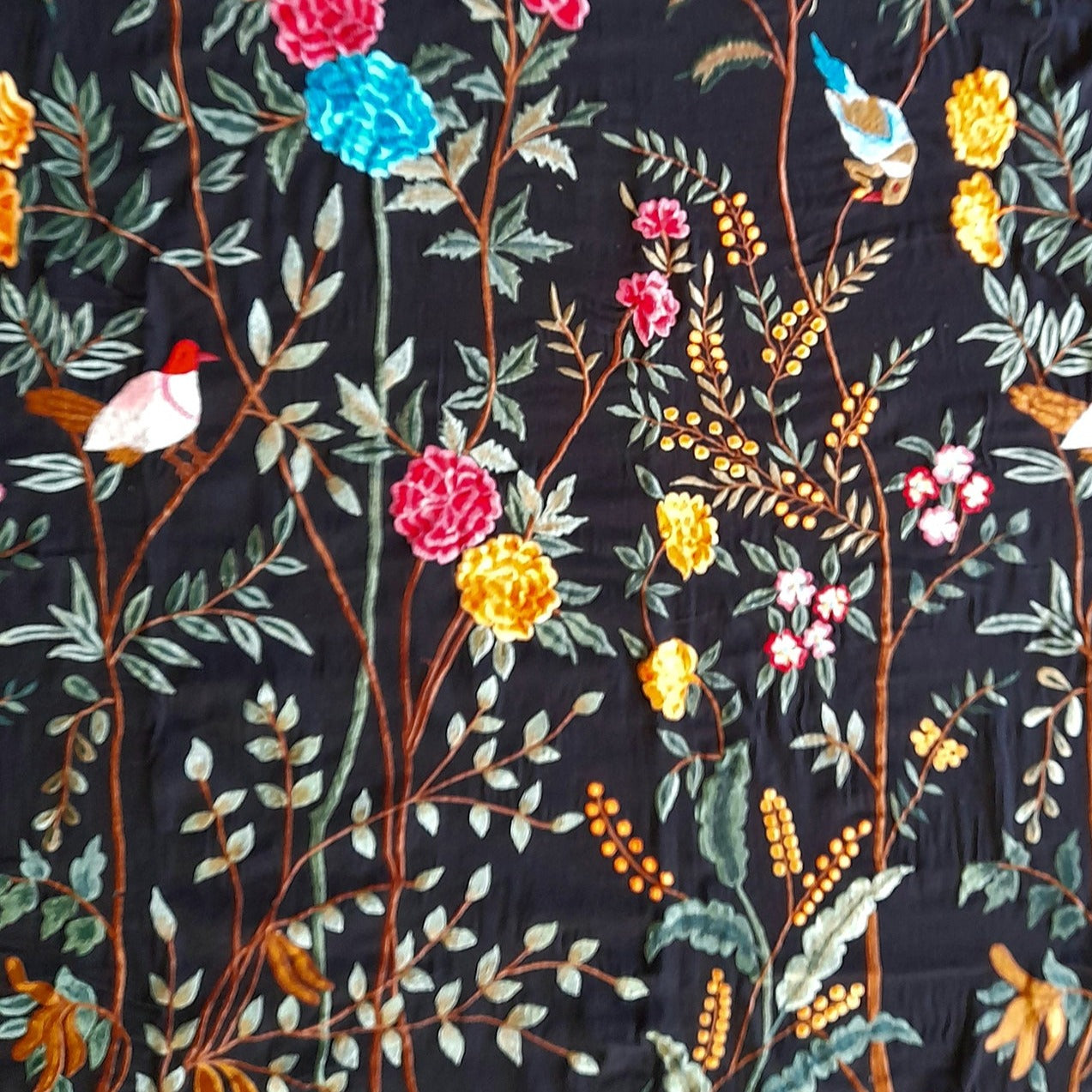 Katoenen tafelkleed bloemen zwart