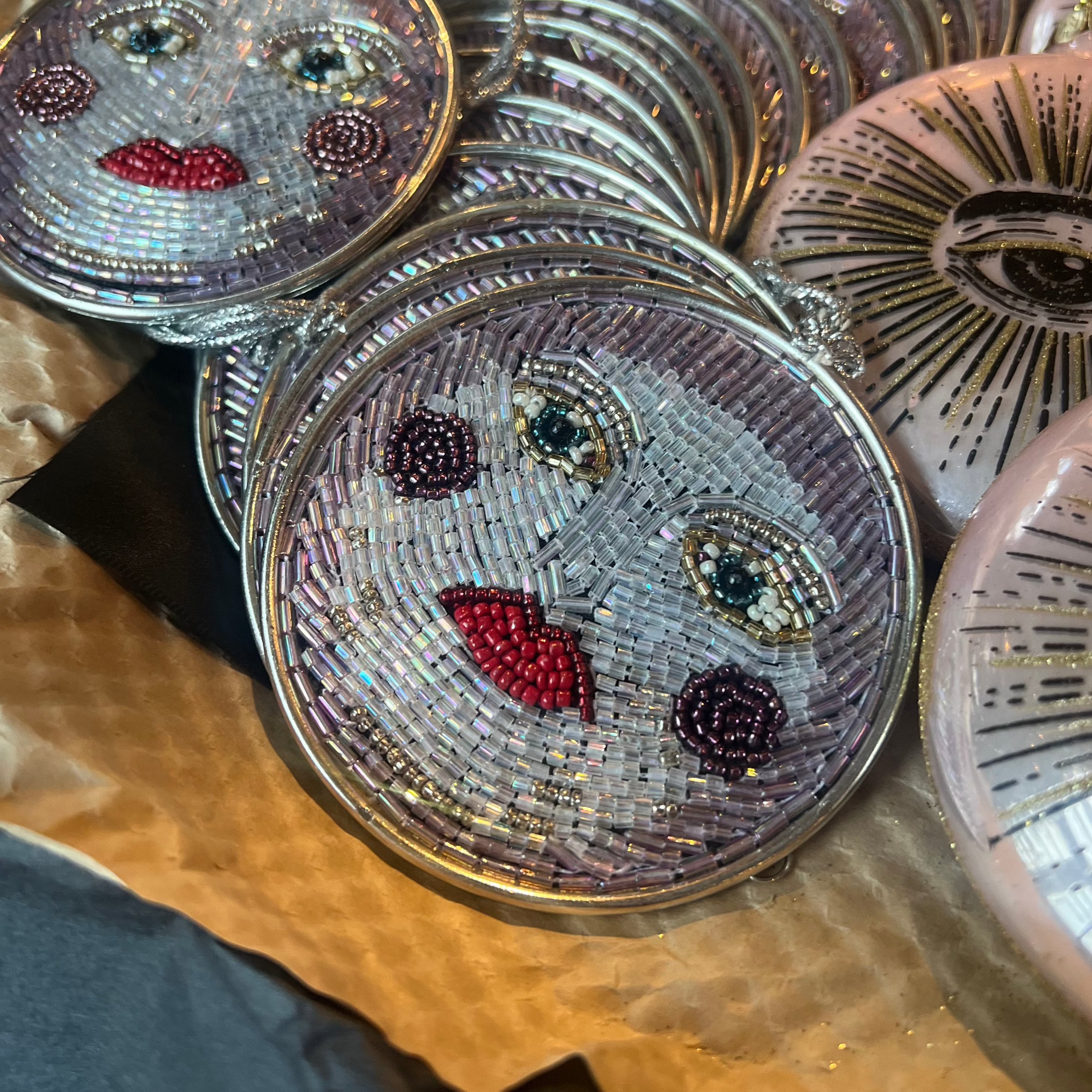 Kersthanger Beaded Moon