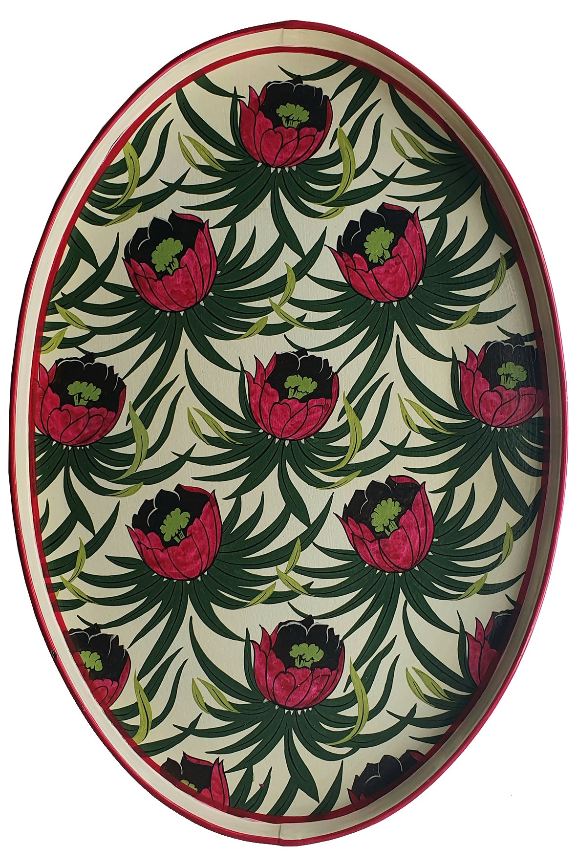 Creme roze dienblad met tropische bloemen