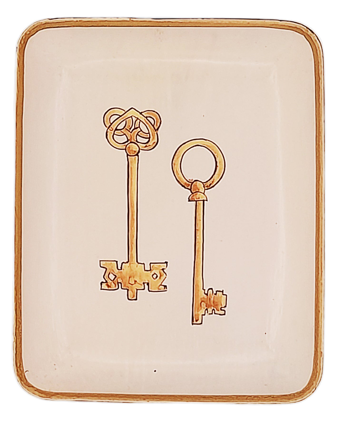Creme dienblad met gouden sleutels