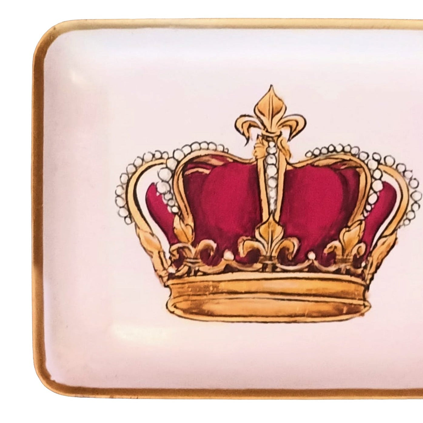Creme dienblad met rood gouden kroon