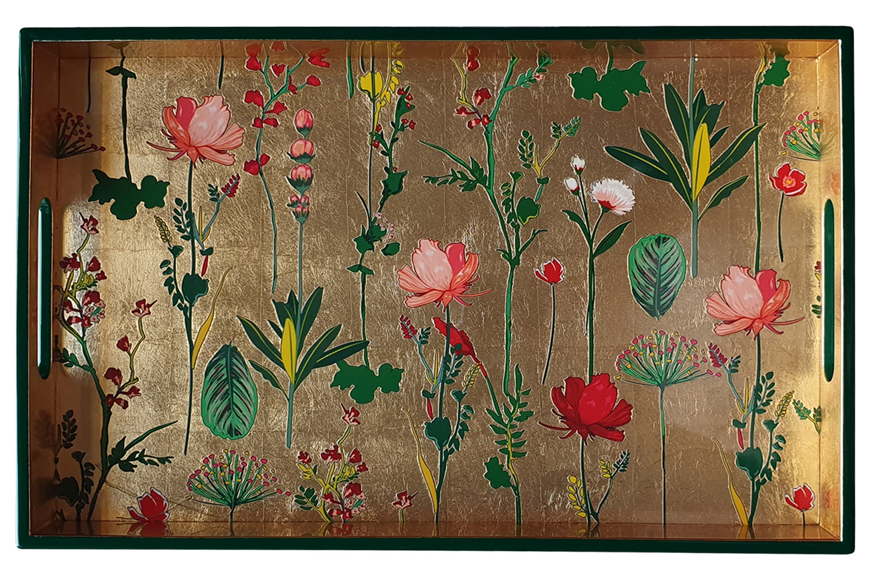 goud met bloemen dienblad