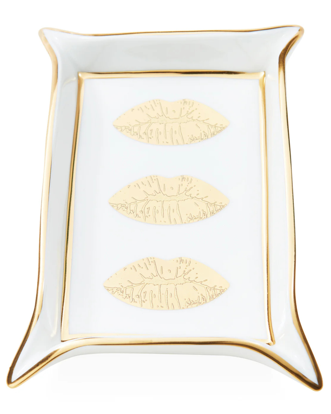 Lips Valet Tray (White/Gold)