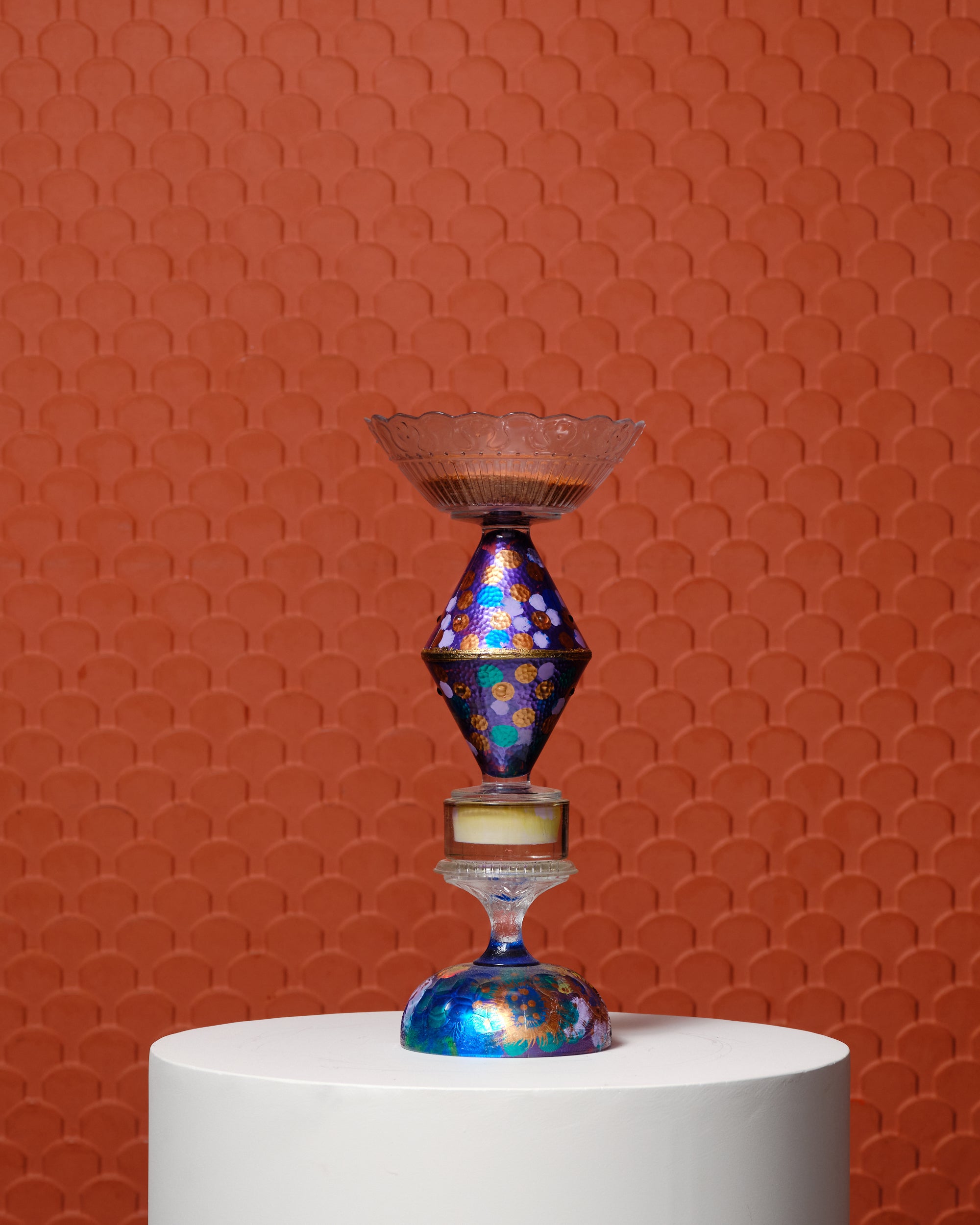 Glanskandelaar Large (Paars)