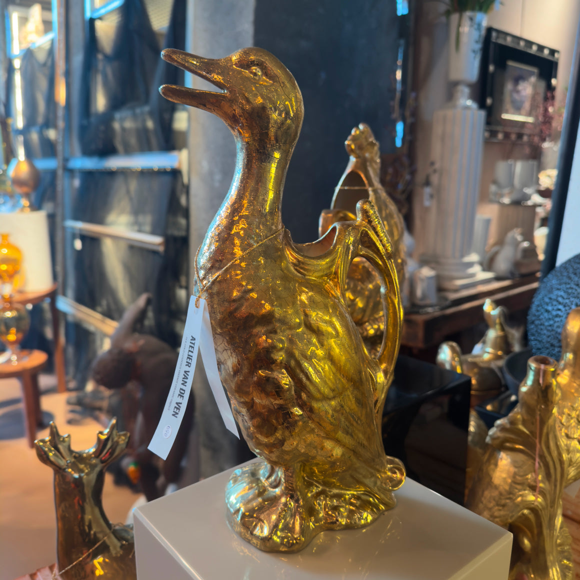 Eend staand 24k lustered goud