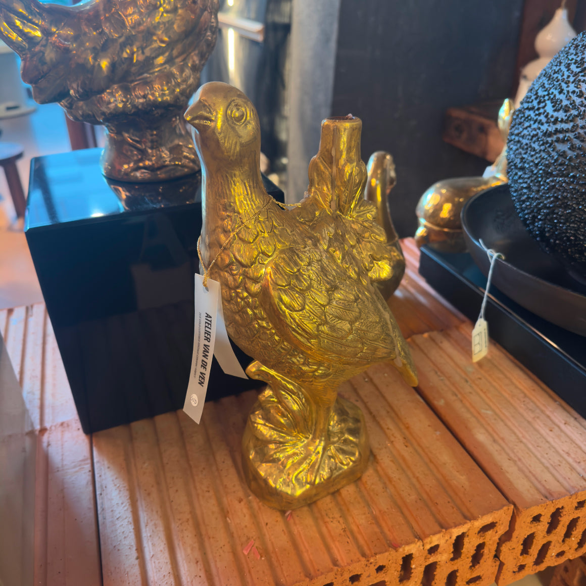 Fazant staand 24k lustered goud