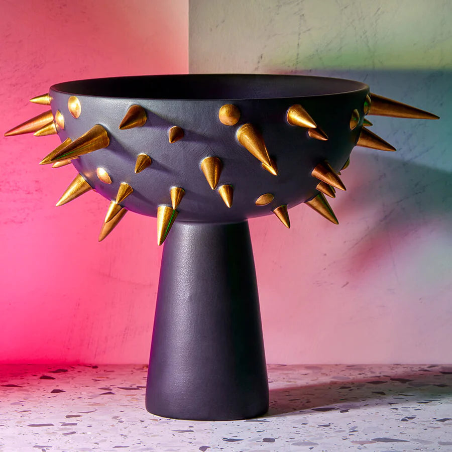 Celestial Bowl On Stand Small (Black/Gold)