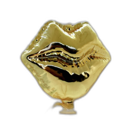 Kerstornamenten glazen lippen goud L13cm