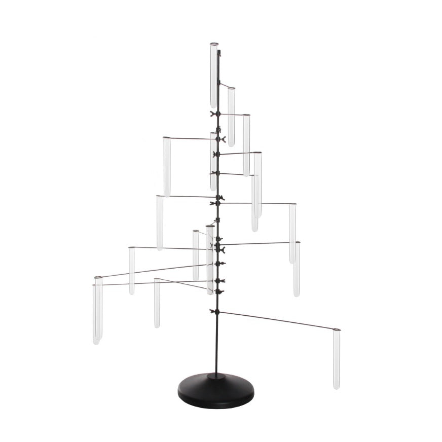 Metalen standaard met glazen buisvaasjes H112cm