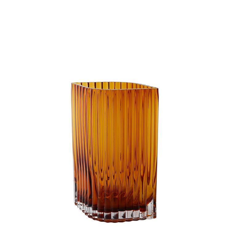Folium glazen vaas amber L