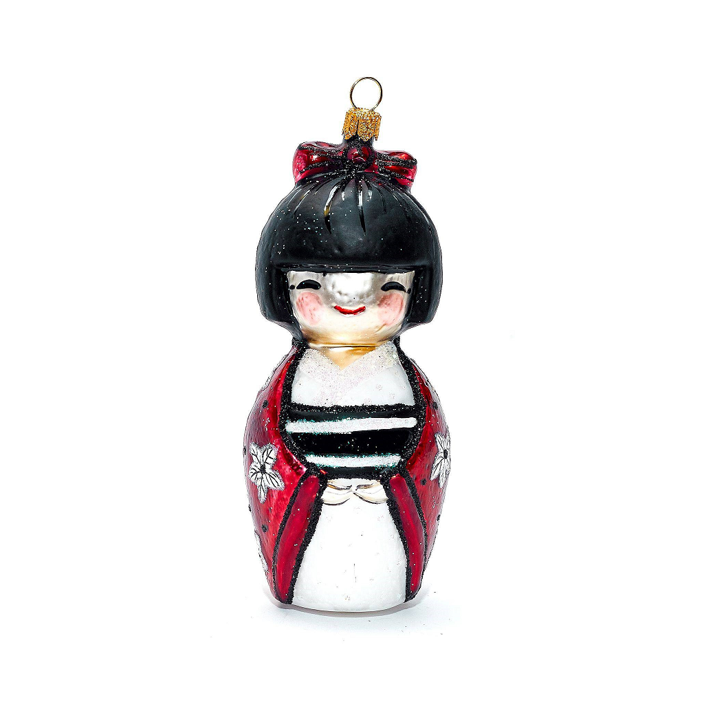 Kersthanger Geisha zwart/rood