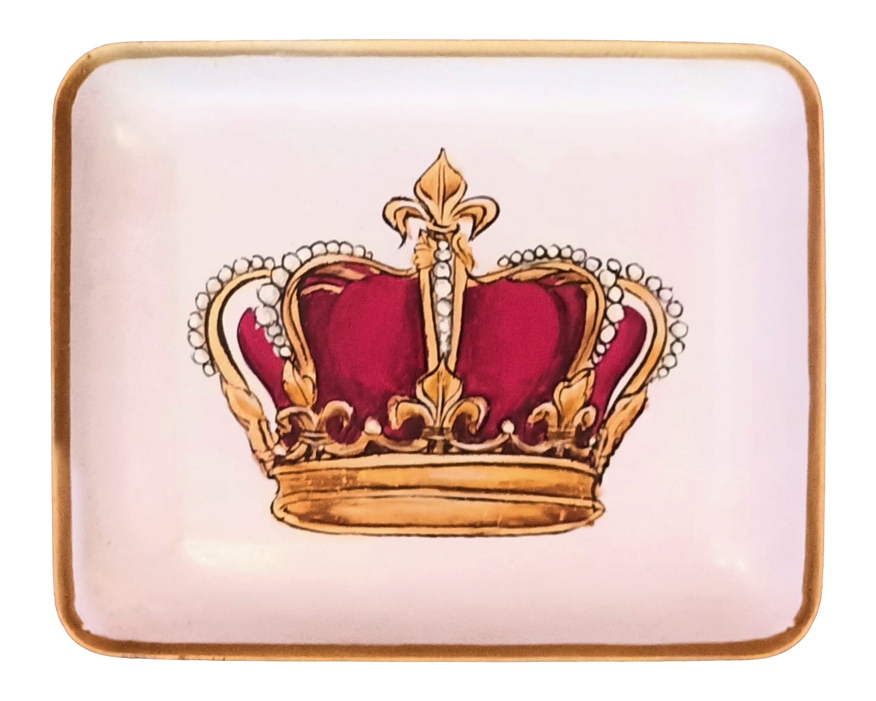Creme dienblad met rood gouden kroon