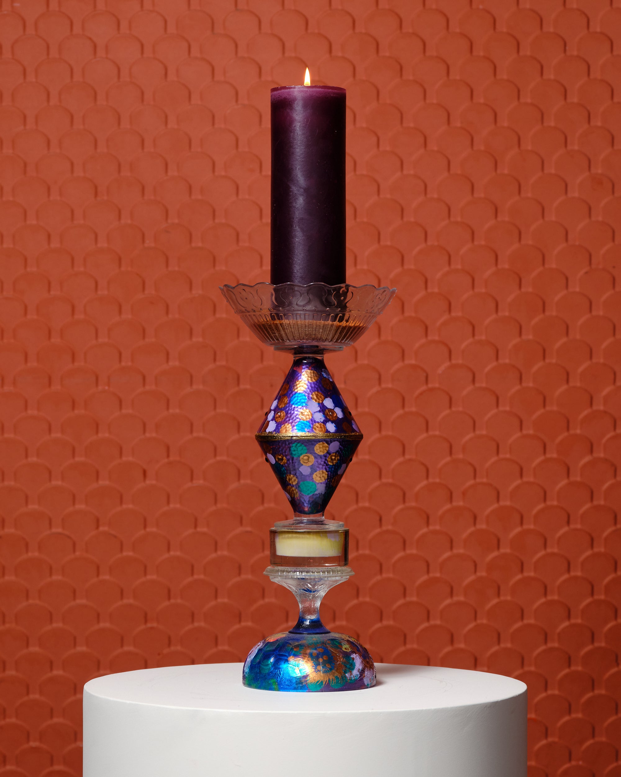 Glanskandelaar Large (Paars)