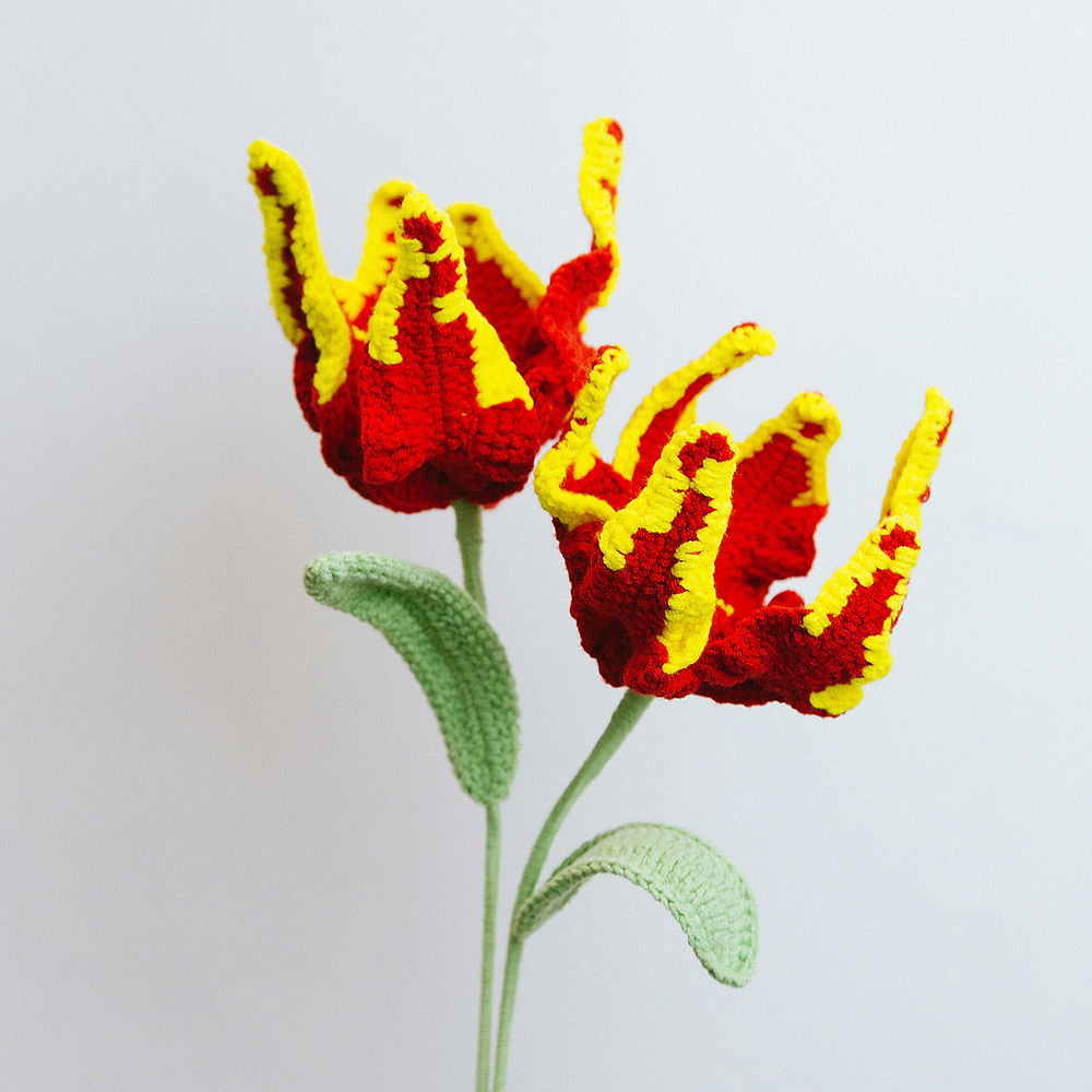 Gehaakte Bloem Vlamtulp (Red Orange)
